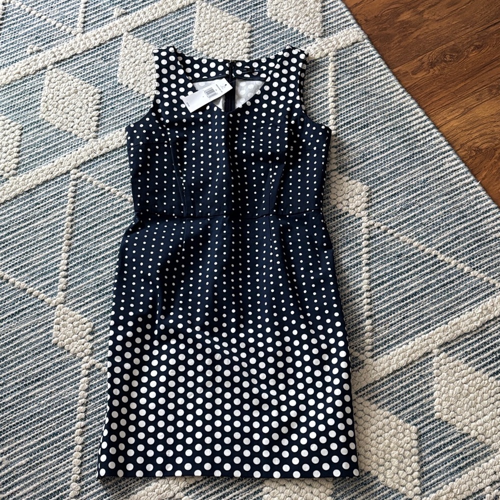 Tommy Hilfiger Navy and White Polka Dot Midi Dress